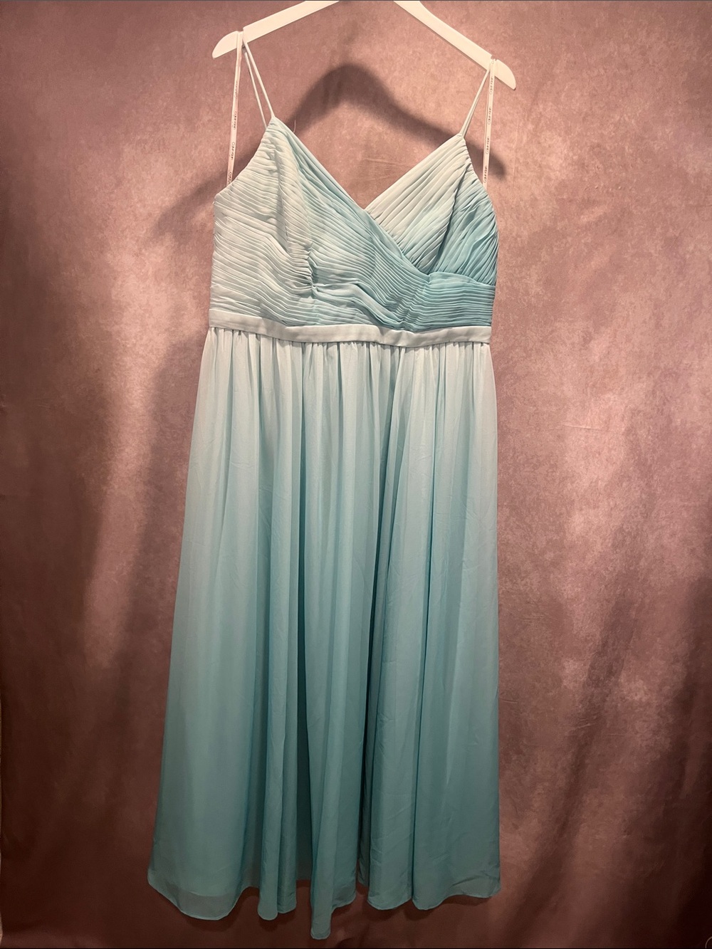 Calvin Klein Light Blue Chiffon Dress with Pleated Bodice size 14